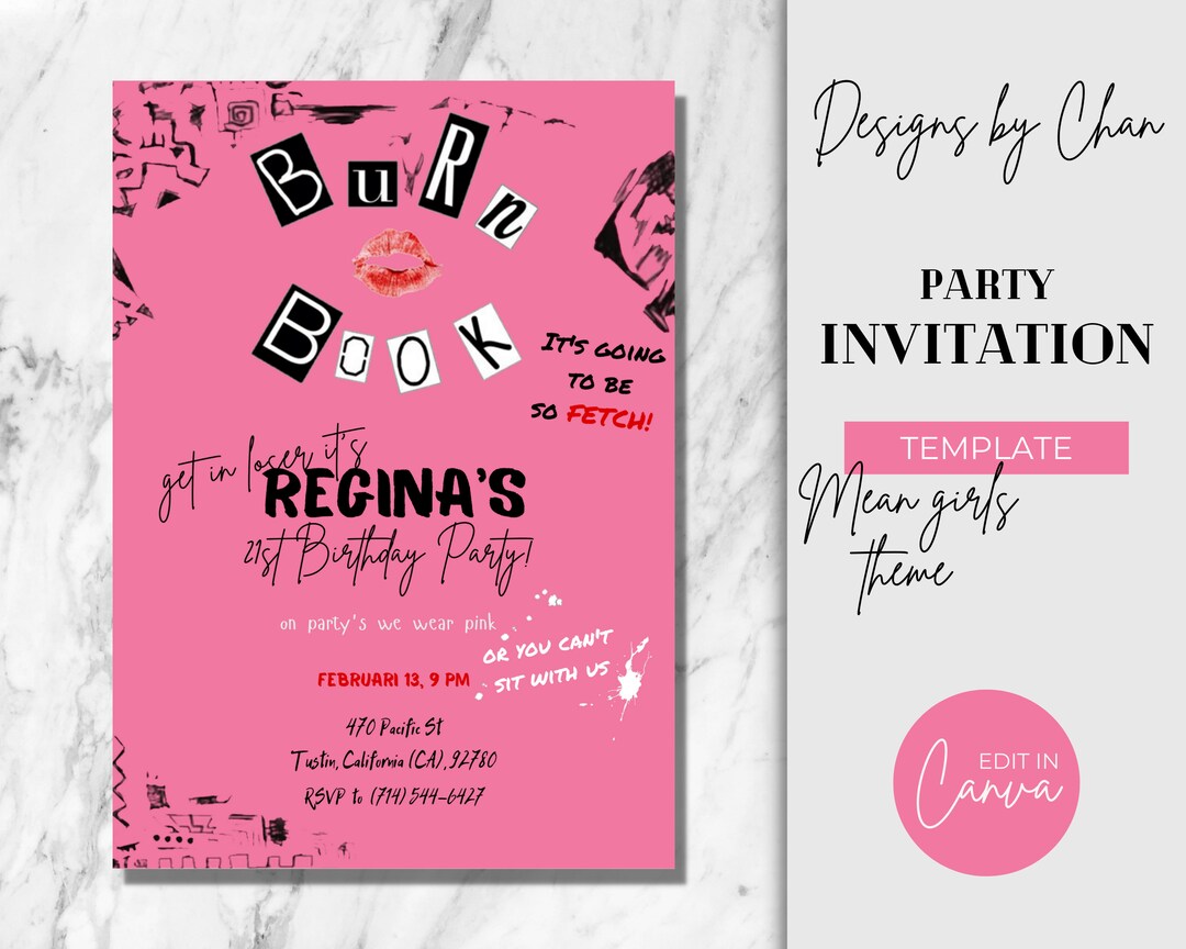 Mean Girls Party Posters Bundle X 10 Instant Downloads 10