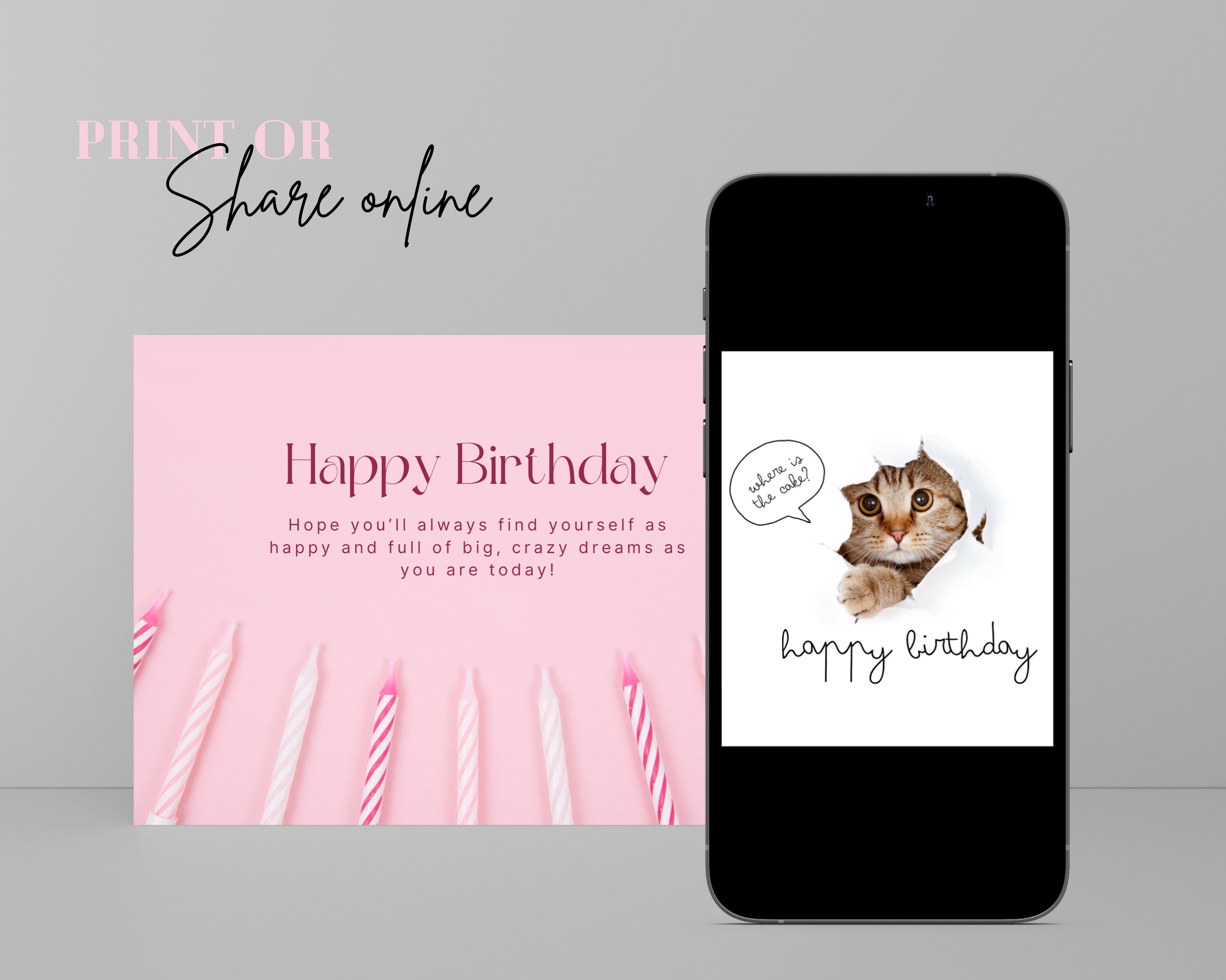 Pink Birthday Cards Set of 8 PRINTABLES Digital Card - Etsy