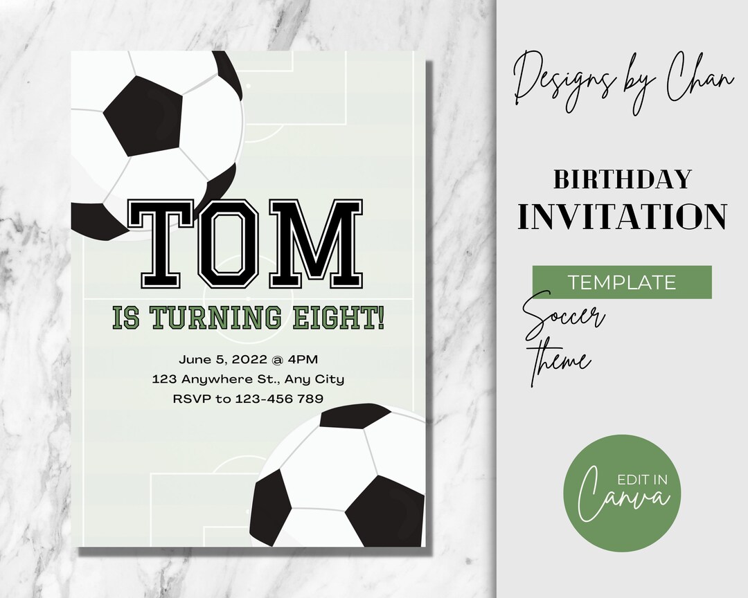 Editable Soccer Party Invitation Template Digital and Printable Sports ...