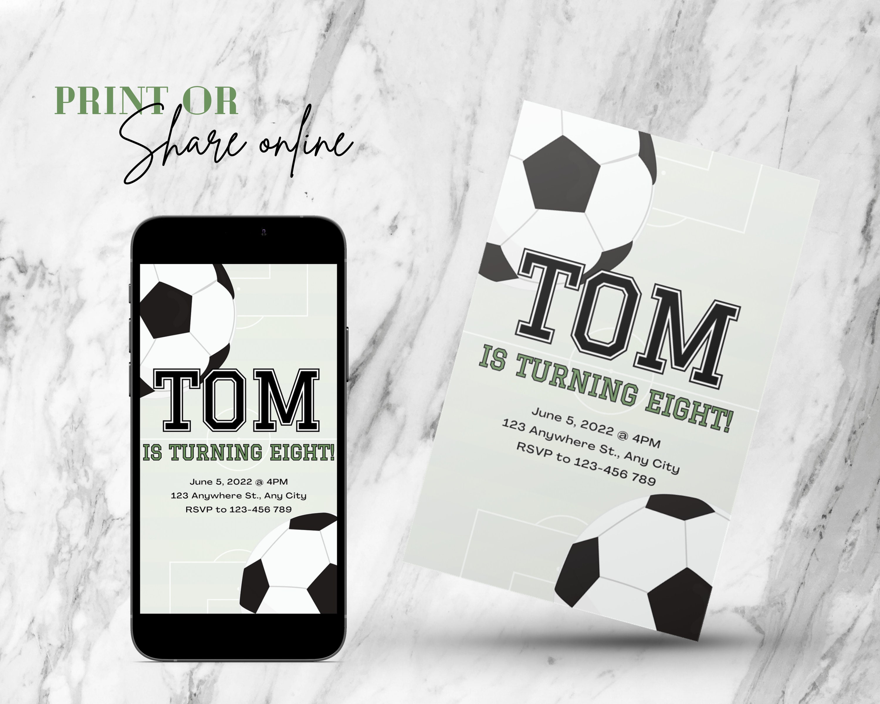 Editable Soccer Party Invitation Template Digital and Printable Sports ...