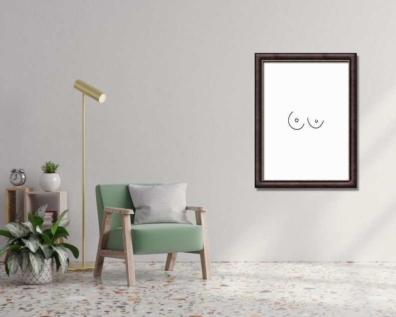 Boobies Fine Line Wall Art Set of 3 PRINTABLES Line Work Prints Room