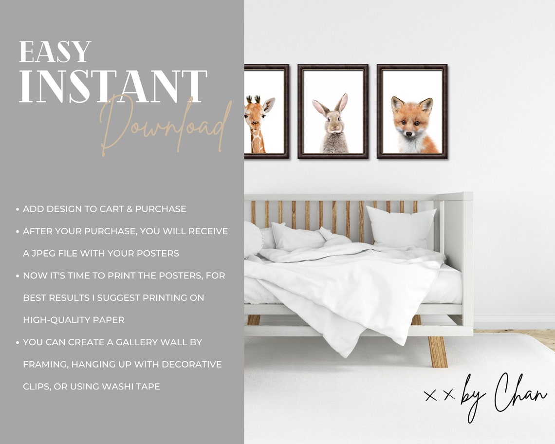 Baby Animals Nursery Wall Art Set of 8 PRINTABLES Gender Neutral Prints ...