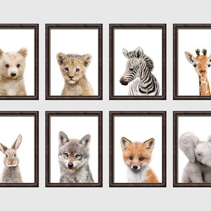 Baby Animals Nursery Wall Art Set of 8 PRINTABLES Gender Neutral Prints ...