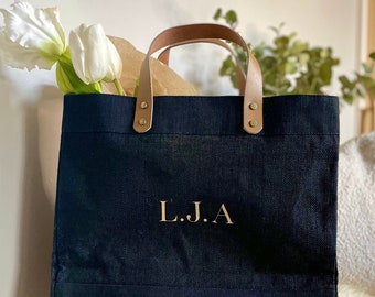 Personalised Name Initials Jute Tote Bag