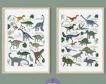 Dinosaur Alphabet Set of 2 Prints