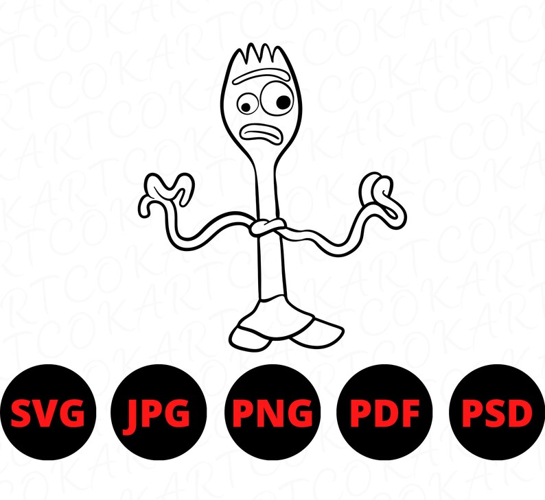 Forky Svg Disney Svg Png Psd Pdf Jpg Dijital Art Files | Etsy