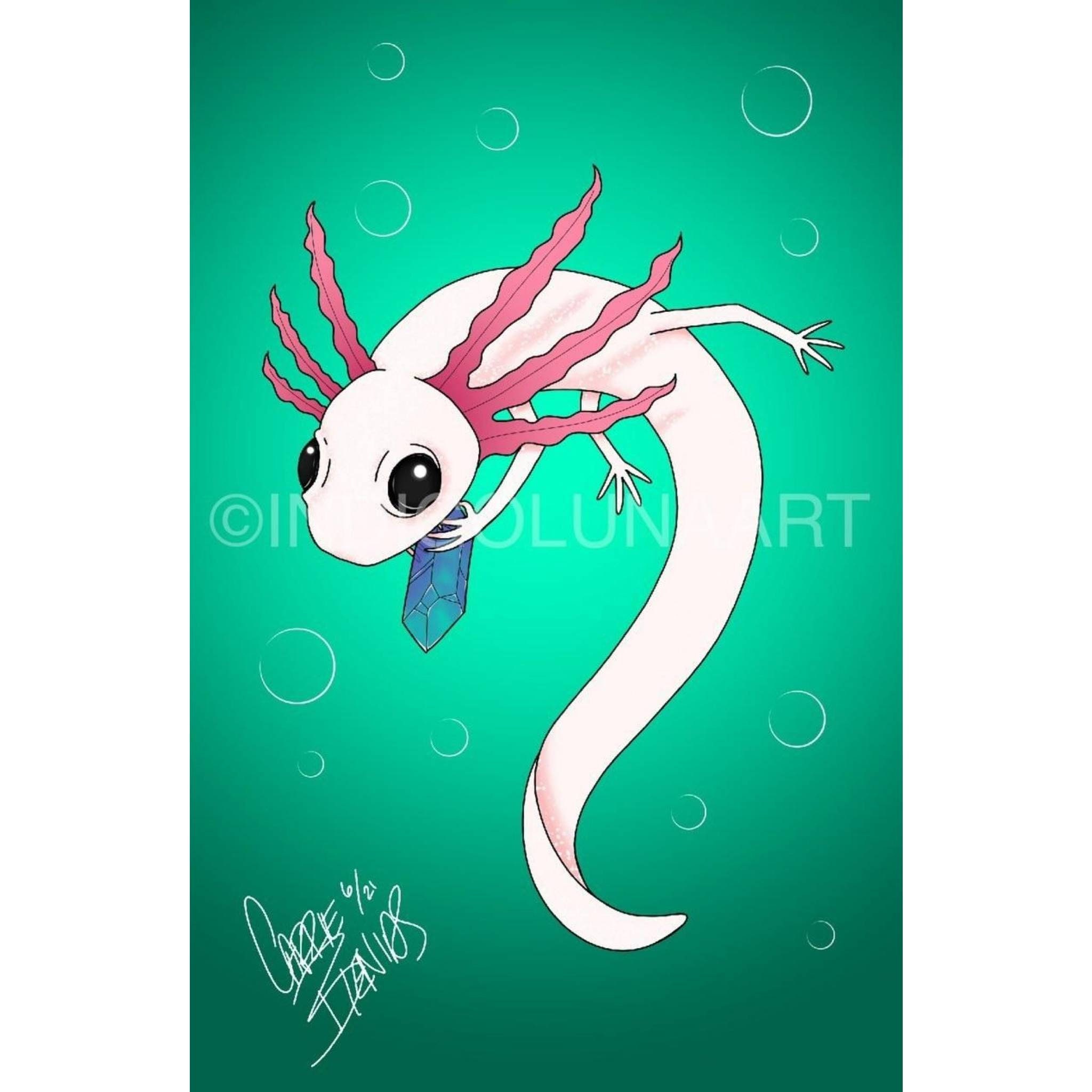 Axolotl With Amethyst Crystal / Art Print / Wall Art / Home - Etsy Axolotl With Amethyst Crystal / Art Print / Wall Art / Home - Etsy