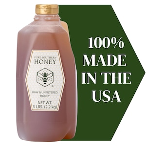 Pure Southern Honey&#39;s 100% Raw, Unfiltered, Unheated, Bulk Honey (5 lbs) American Made