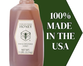 Miel 100 % cruda, sin filtrar, sin calentar y a granel (5 libras) de Pure Southern Honey, fabricada en Estados Unidos