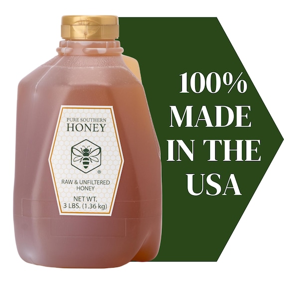 Pure Southern Honey's 100% Raw, Unfiltered, Unheated, Bulk Honey (3 lbs) American Made