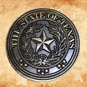 Texas Personalized Gift TEXAS Wall Art 18&quot; State Seal of TEXAS Wall Decor Republic of Texas Lone Star Handcrafted  Christmas gift for Dad