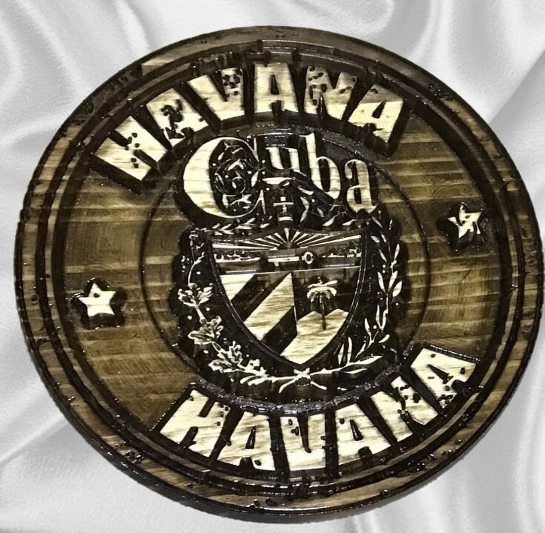 Cuba Door Plaque Caribbean Art Island Carving, Island Coat of Arms