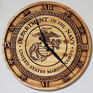 Military Gift USMC Clock United States Marine Corps Handmade Armed forces Logo  personal gift Minimalist personalized Christmas gift for Dad