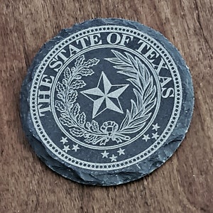 Texas State Seal Texan Gifts HANDCRAFTED SET OF 4  Wedding Gift Texan  4&quot; Texas State Seal Coasters Home Decor  Christmas gift for Dad