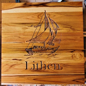 EXTRA LARGE Cutting Board PERSONALIZED Brisket Size 24&quot;x24&quot; one side Charcuterie Board one side Cutting Board, Hand Rubbed Teak Mother&#39;s Day