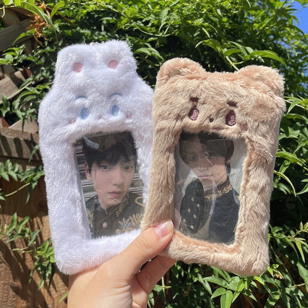 Plush fluffy photocard holder keychains