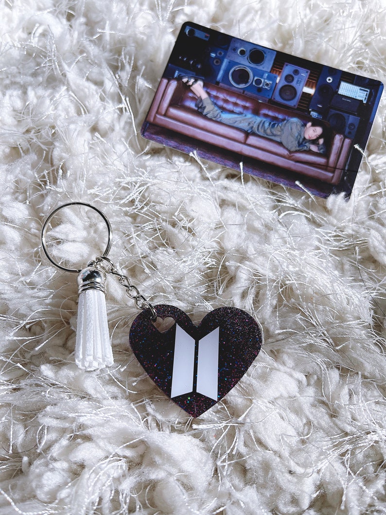 BTS Mic Glitter Keychains Resin Handmade Etsy