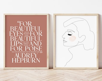 Cita de Audrey Hepburn, arte imprimible, impresión digital, decoración de habitación boho, arte lineal boho moderno, impresión boho, dicho inspirador, decoración minimalista.