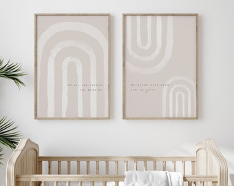 impresión de vivero de arco iris boho, arte de pared imprimible, guardería mínima, decoración de niño bebé, decoración de niña boho, arte moderno, niña bebé