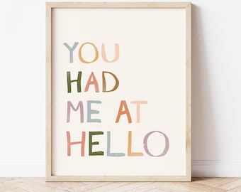 Me conquistaste con la impresión "Hola", arte imprimible, impresión digital, arte de pared para niñas, decoración de habitaciones, arte de pared moderno, arte de pared bohemio, arte de amor, arte de pared para sala de juegos