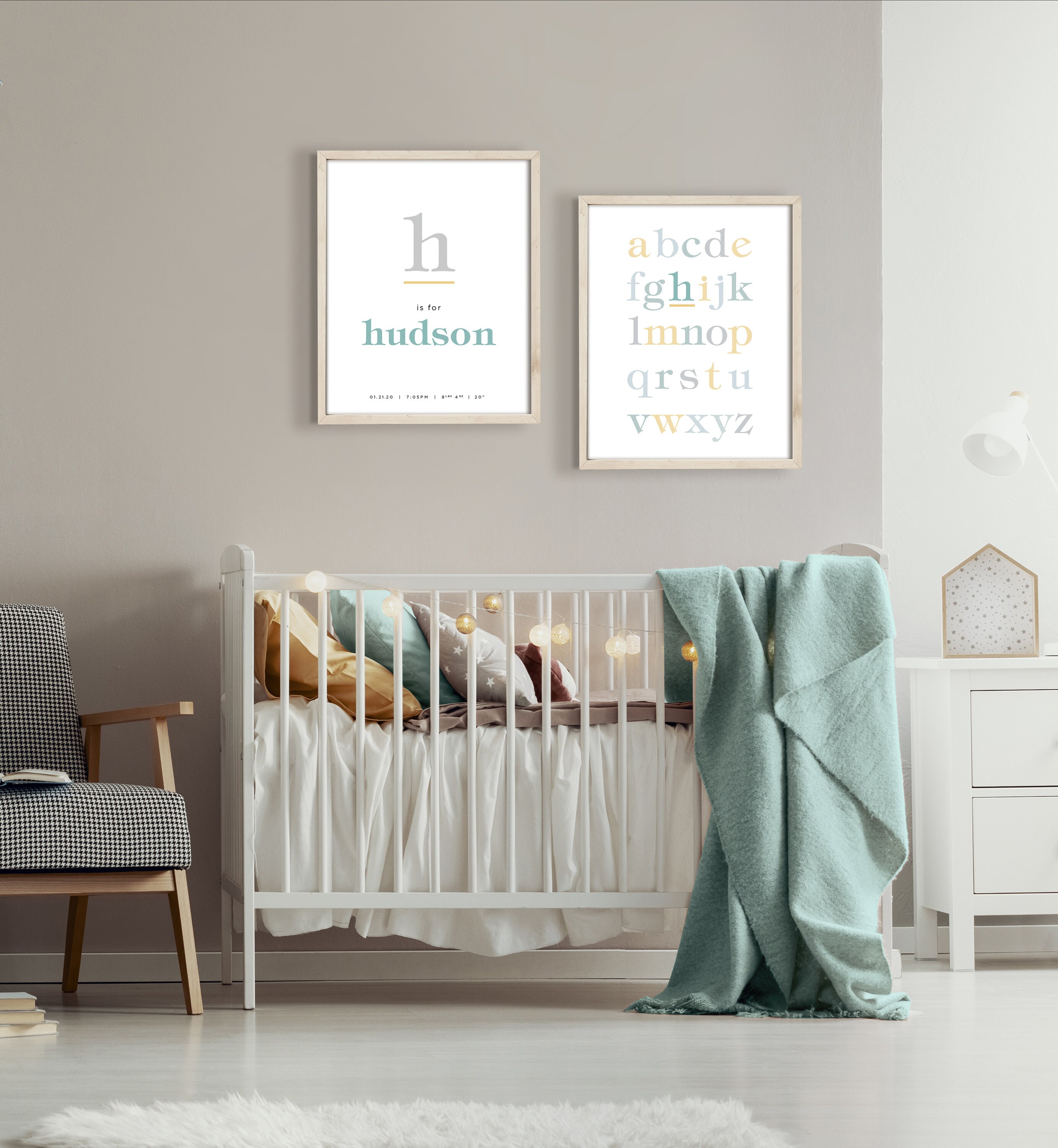 Custom Baby Name Print, Printable Wall Art, Personalized Monogram Art ...