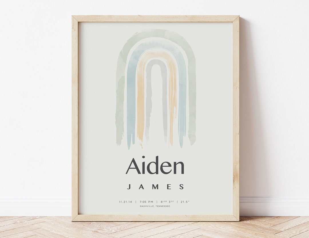 Custom Baby Name Print, Personalized Rainbow Art, Nursery Art, Name Art ...