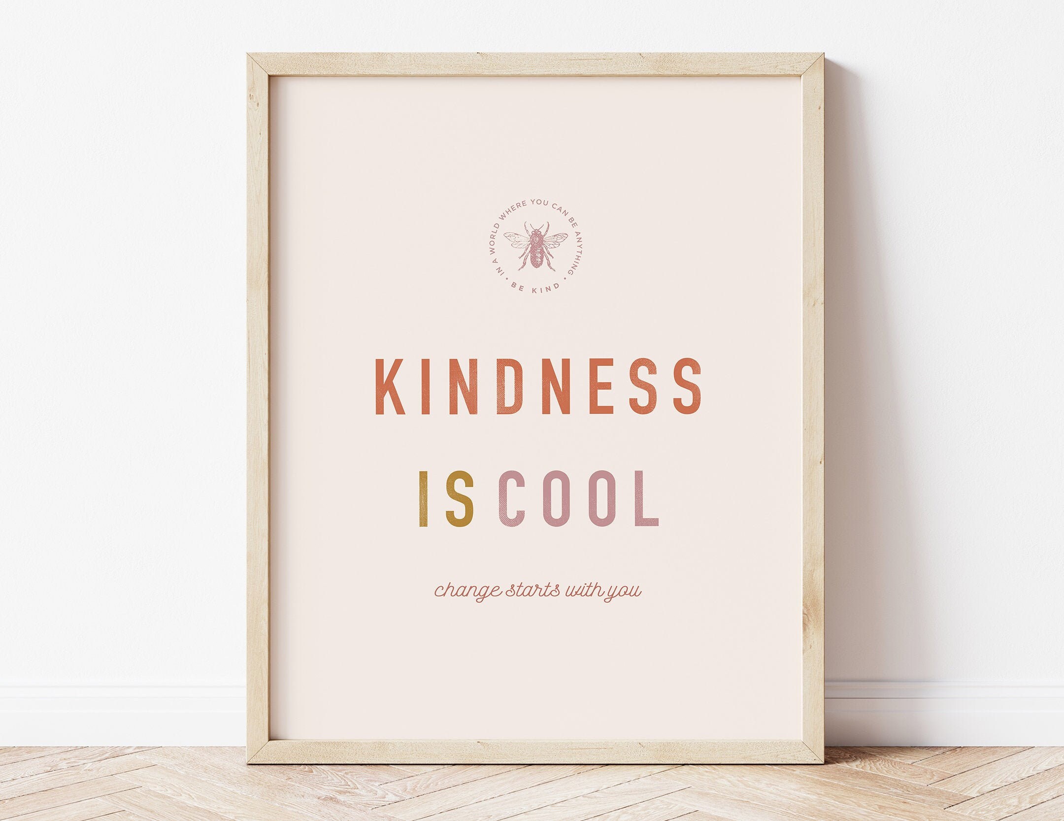 Be Kind Print Kindness is Cool Printable Art Digital Print | Etsy