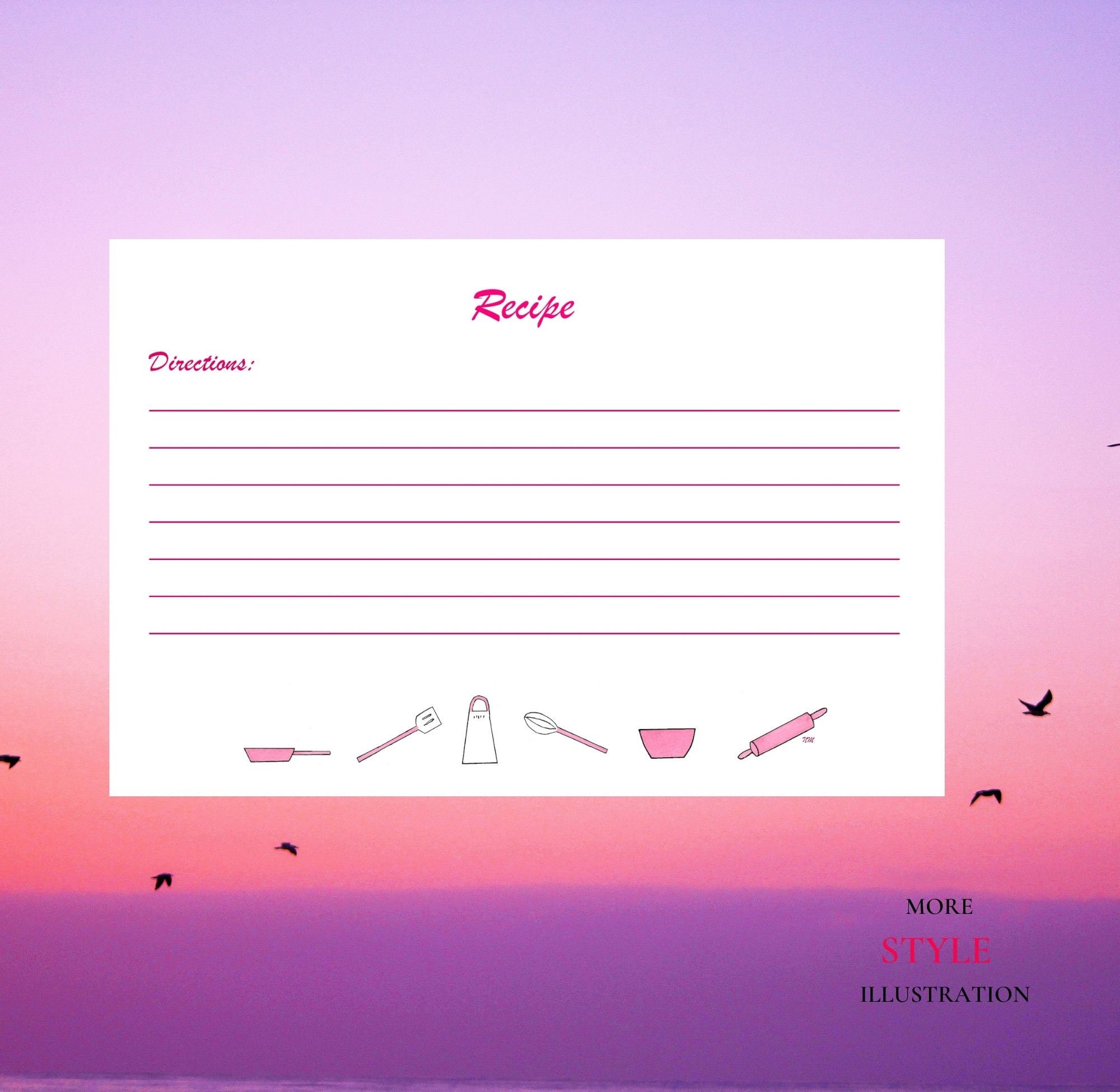 Pink Recipe Card for Jam and Casseroles Desserts Record Card Etsy