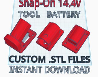Snap-on 14.4v Tool & Battery Holders - 3D Print .STL Files - Commercial Rights Included!