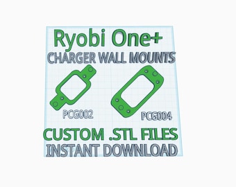 Ryobi One+ PCG002 and PCG004 Battery Charger Wall Mounts - 3D Print .STL Files - Commercial Rights Included!