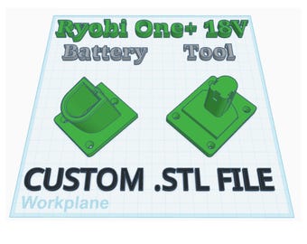 Ryobi One+ 18V Tool & Battery Holder - 3D Print .STL Files - Commercial Rights Included!