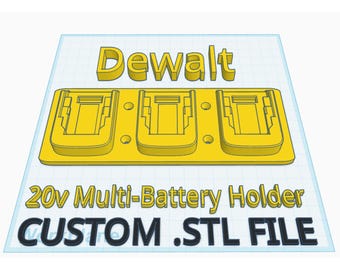 Dewalt 20V Four Battery Caddy - 3D Print .STL Files - Commercial Rights Included!