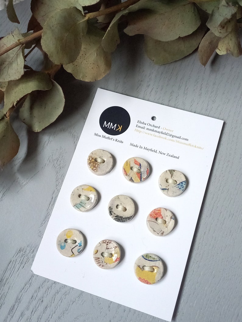 NEW: 1.5cm Ceramic Buttons Circle Hash Mix