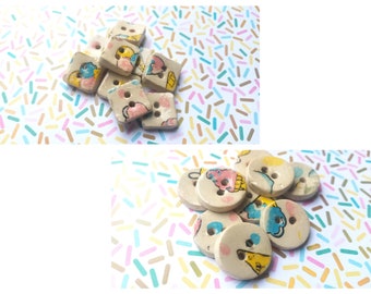 1.5cm Ice Cream Ceramic Buttons