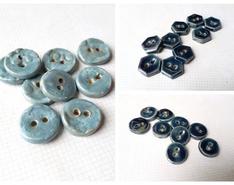 1.5cm Blue Ceramic Buttons