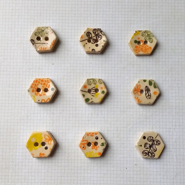 1cm/1.5cm Summer Flower Transfer Ceramic Buttons