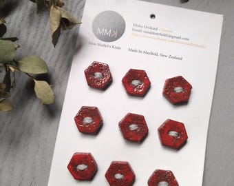 NEW 1.5cm Ceramic Buttons Pinks/Purple/Red