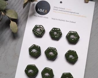 NEW 1.5cm Ceramic Buttons Greens