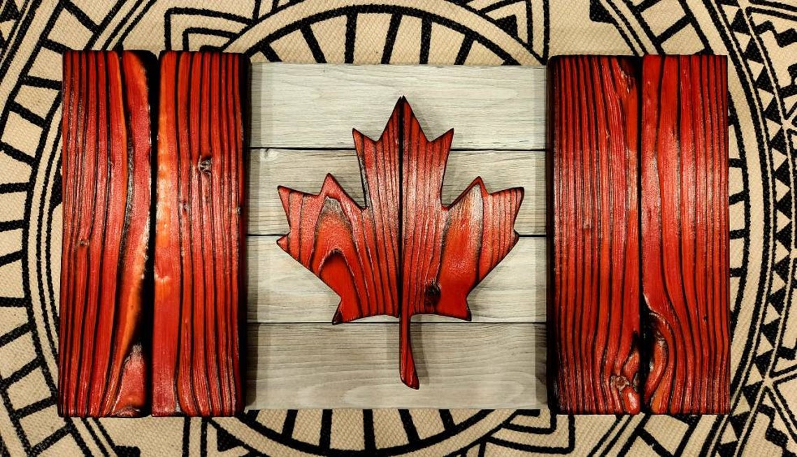 Canadian Wooden Flag 18x9.5 Etsy