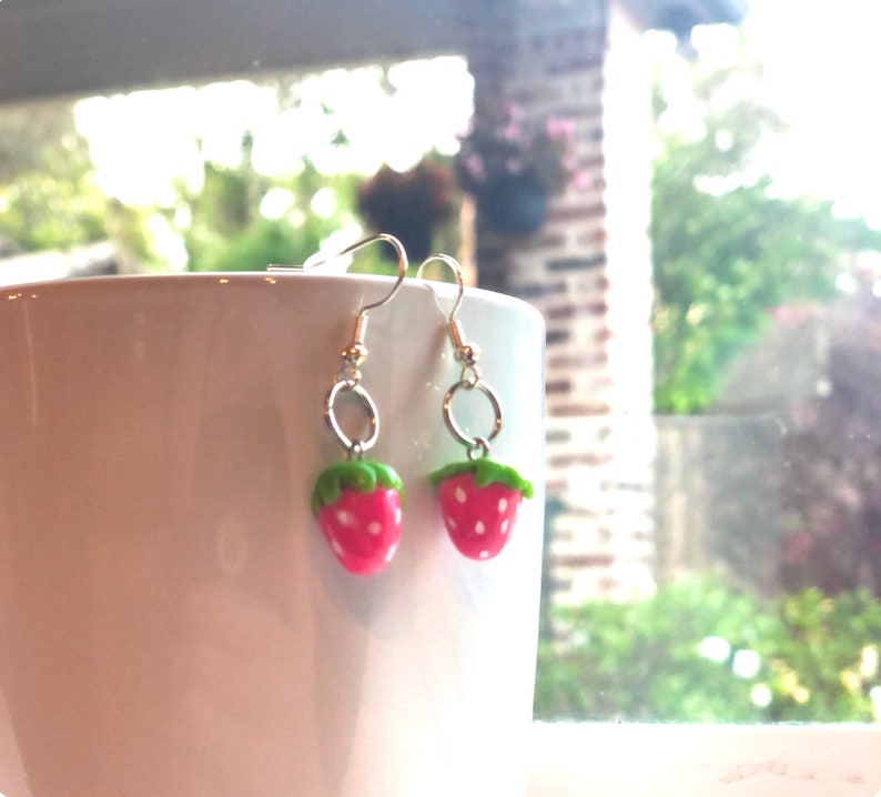 Cute Polymer Clay Fruit Strawberry Earrings