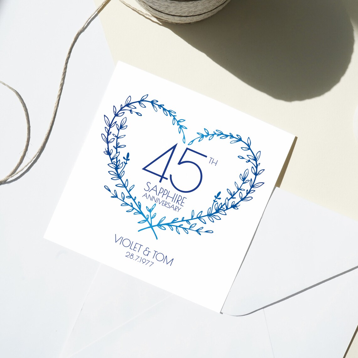 Personalised 45th Sapphire Anniversary Card Forty Five Years ...