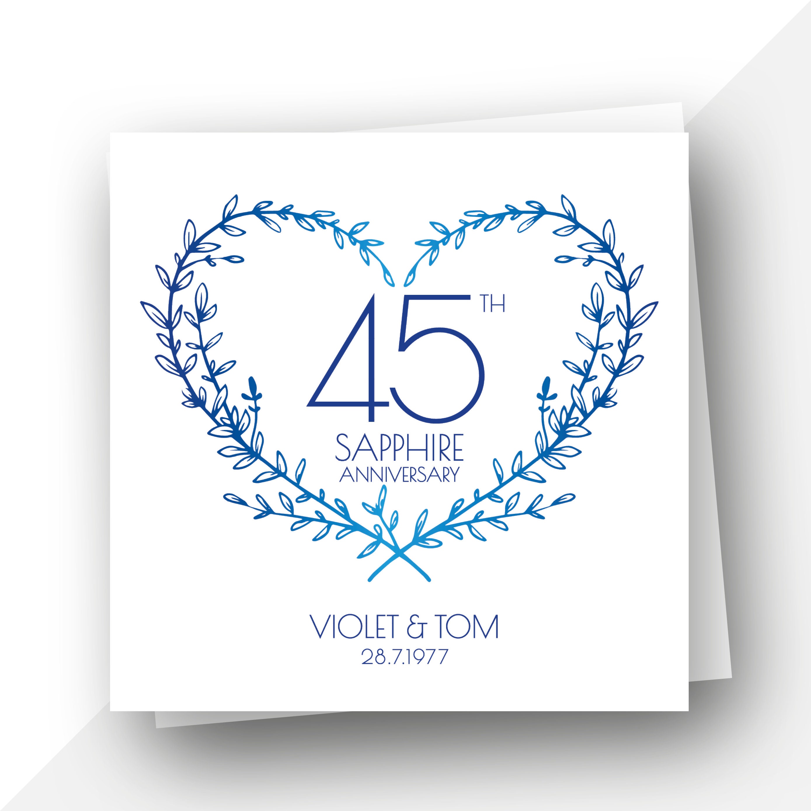 Personalised 45th Sapphire Anniversary Card Forty Five Years ...