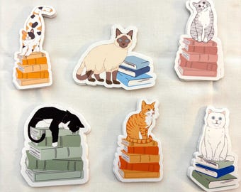 Cat Sleeping on Books Sticker | Booktok, Kindle, Laptop