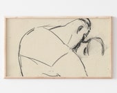 Samsung Frame TV Art File Vintage Kiss Sketch Romantic Drawing Black White Antique Drawing New Year s Eve TV File 78
