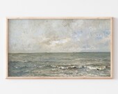 Samsung Frame TV Art File Vintage Ocean Landscape Painting Muted Colors Antique Seascape Blues Grays Fine Art TV Image 32