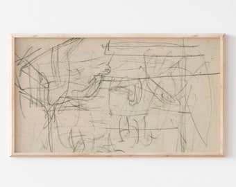 Samsung Frame TV Art File | Vintage Abstract Line Sketch | Neutral Line Art | Muted Colors | Farmhouse Art | Beige & Gray | TV Image | #TVA
