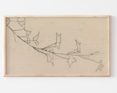 Samsung Frame TV Art File Vintage Botanical Sketch of Ivy Neutral Art Muted Colors Farmhouse Art Beige Gray TV Image TVC