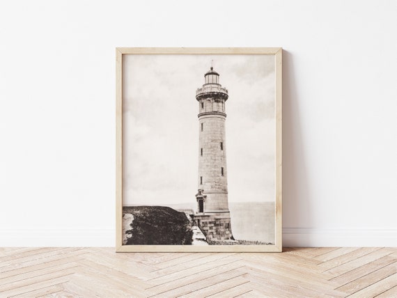 Printable Art | Vintage Lighthouse Photo | Black & White | Abstract | French | Antique Seascape | Fine Art Printable | #180
