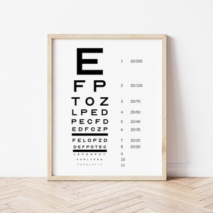 Afdrukbare illustratie | Moderne Snellen Eye Chart | Neutraal | Eclectische kunst | Overgangsinrichting | Zwart & Wit | #145