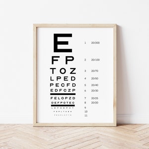 Snellen Eye Chart Print Lettering Typography Custom Eye Chart Baby  Announcement Sign Proposal Sign Black and White Eye Test Chart 